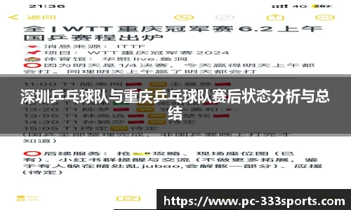 深圳乒乓球队与重庆乒乓球队赛后状态分析与总结